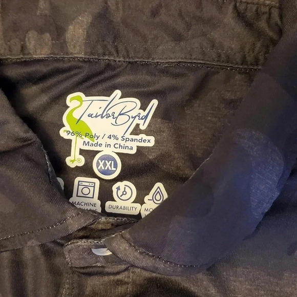 Tailorbyrd Mens Black Performance Short Sleeve Camo Print Polo Size XXL - Picture 3 of 10